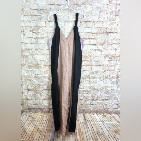 Myrah Penaloza Linen Playsuit in Clay/Black Stripe One Size - Picture 3 of 7